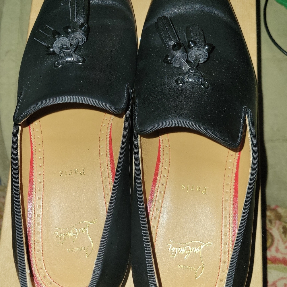 Christian Louboutin Black Loafers with Tassel Detail